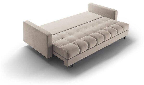 Divano beige allungabile/con contenitore con rivestimento in velluto 222 cm Bali – Cosmopolitan Design