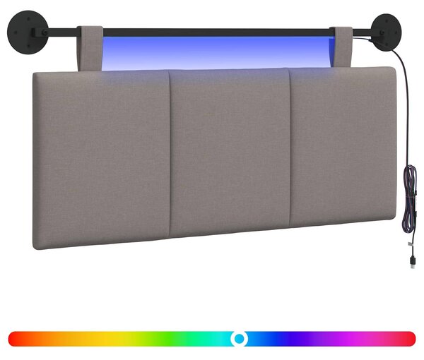 Testiera sospesa Con luce LED Tortora Tessuto