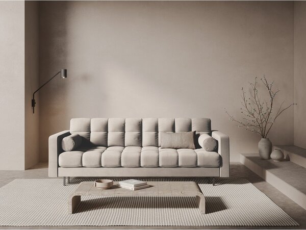 Divano beige allungabile/con contenitore con rivestimento in velluto 222 cm Bali – Cosmopolitan Design