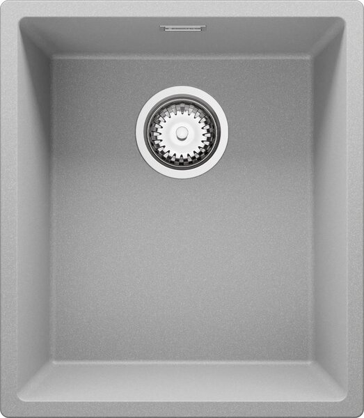 PRIMAGRAN lavello sottopiano in granito grigio 41x47cm, set lavello 1 vasca + scarico, lavello in granito da base 45 cm - London