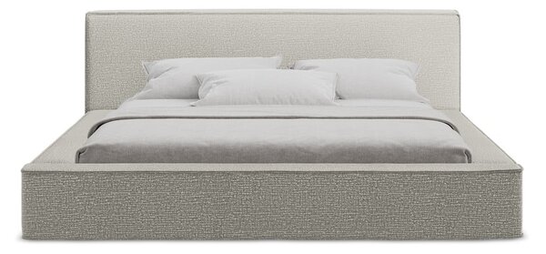 Letto matrimoniale imbottito grigio chiaro con contenitore e rete inclusi 180x200 cm Noho – Makamii