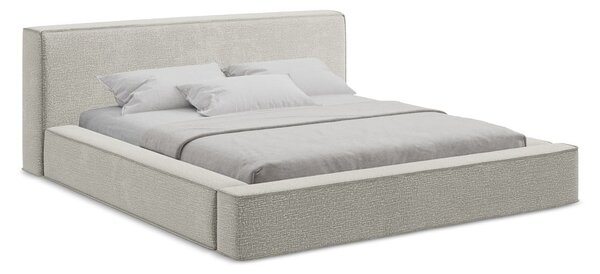 Letto matrimoniale imbottito grigio chiaro con contenitore e rete inclusi 180x200 cm Noho – Makamii