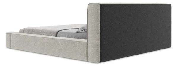 Letto matrimoniale imbottito grigio chiaro con contenitore e rete inclusi 180x200 cm Noho – Makamii