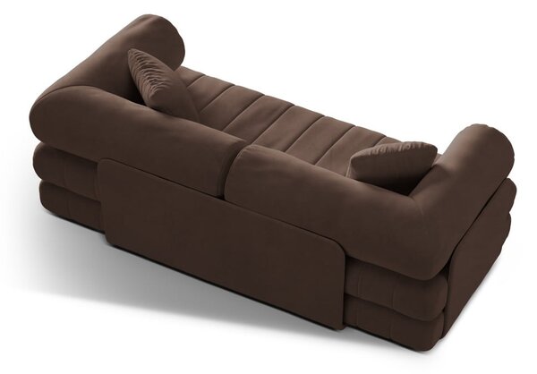 Divano marrone allungabile con rivestimento in velluto 206 cm Kemi – Cosmopolitan Design