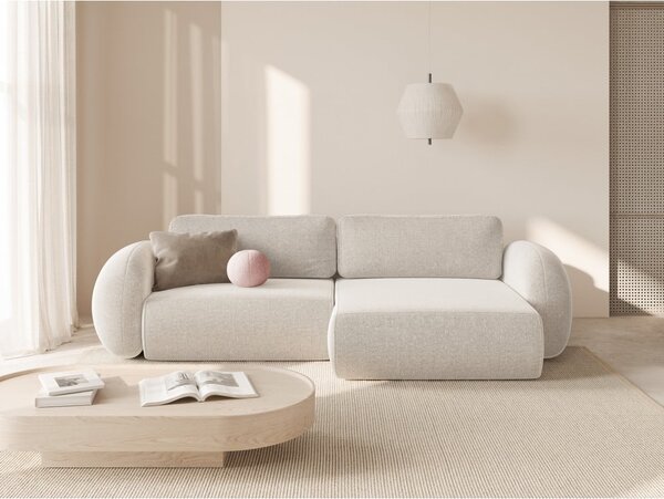 Divano angolare color crema allungabile/con contenitore con rivestimento in ciniglia Tonale – Cosmopolitan Design