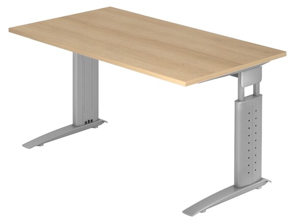 Scrivania bümö Serie U - Struttura: grigio argento, finitura: rovere, dimensioni: 140 x 80 cm
