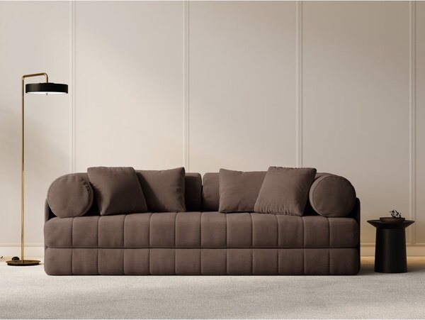Divano marrone allungabile con rivestimento in velluto 206 cm Kemi – Cosmopolitan Design