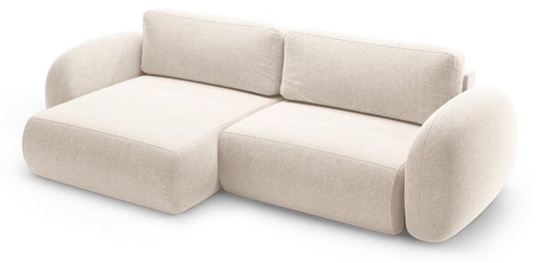 Divano angolare color crema allungabile/con contenitore con rivestimento in ciniglia Tonale – Cosmopolitan Design