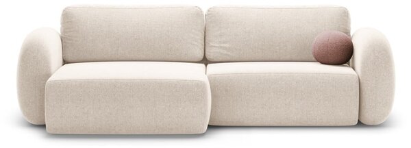 Divano angolare color crema allungabile/con contenitore con rivestimento in ciniglia Tonale – Cosmopolitan Design