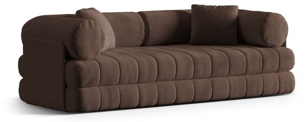 Divano marrone allungabile con rivestimento in velluto 206 cm Kemi – Cosmopolitan Design