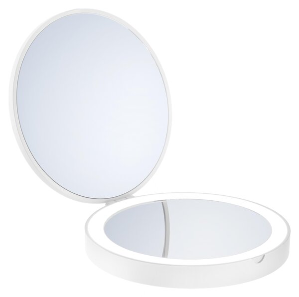 Smedbo OUTLINE - Specchio da viaggio/cosmetico, con illuminazione LED, bianco, ingrandimento x1/x7, modello FX627