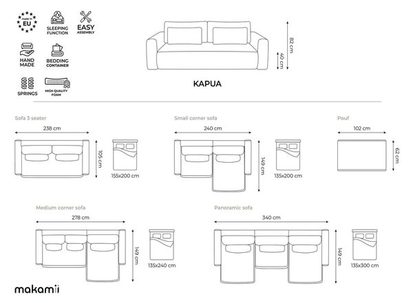 Poggiapiedi grigio scuro Kapua – Makamii
