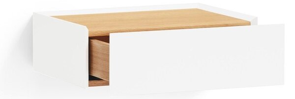Comodino bianco con piano effetto rovere da parete Arista – Teulat