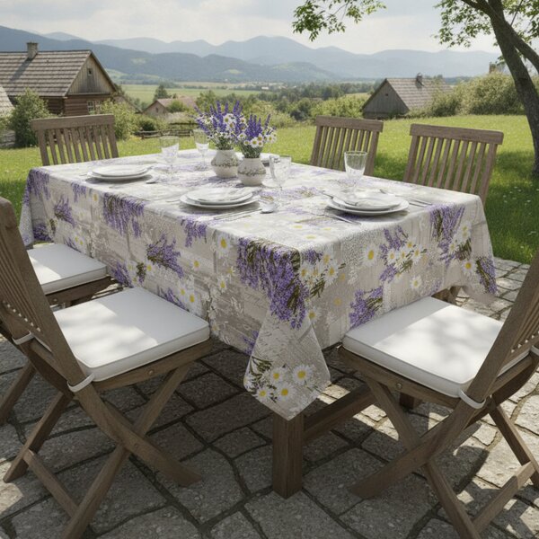 Tovaglia in cotone Lavanda con margarette