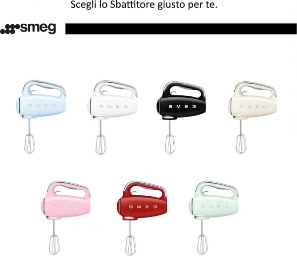 Smeg Sbattitore Elettrico Mixer Potenza 250 Watt con 9 Velocit + Funzione Turbo colore Nero Lucido - HMF01BLEU 50's Style