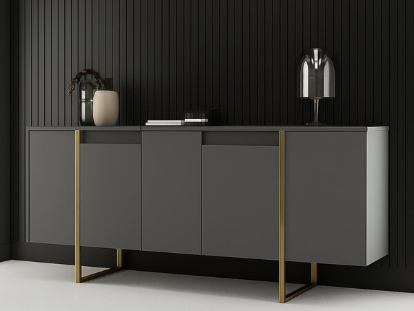 Credenza antracite e oro 160x35x80h cm 4 ante - Arta