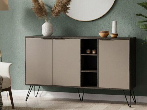Credenza antracite e beige 142x35x83h cm 3 ante - Alin