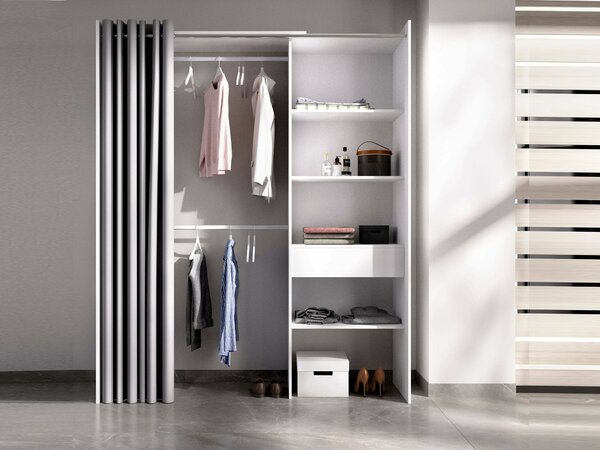 Guardaroba grande con appendiabiti bianco e grigio 160x205h cm - Arim