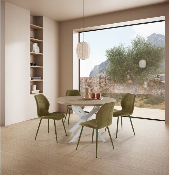 Sedie da pranzo in set verdi in imbottito 4 pz Ansu – Marckeric