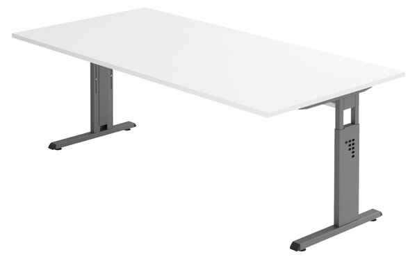 Scrivania bümö Serie-O - Decorazione: bianco, struttura: grafite, dimensioni: 200 x 100 cm
