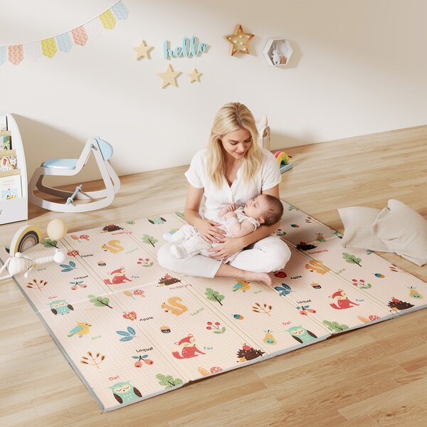 Tappeto per Bambini 0-3 Anni con Numeri e Lettere e Superficie Impermeabile 176,5x148x1 cm in XPE Multicolore