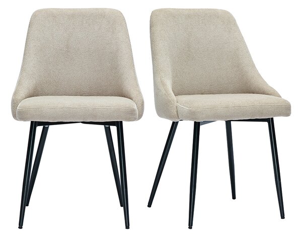 Sedie in tessuto ciniglia beige e metallo nero (set di 2) HASTA