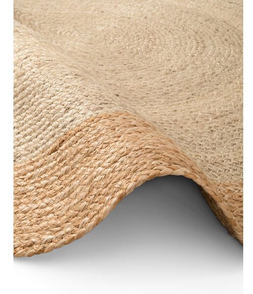 Tappeto rotondo avorio in iuta reversibile e tessuto a mano ø 240 cm Jutta Ivory – Hanse Home