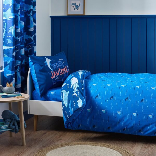 Biancheria da letto per bambini blu per culla 120x150 cm Jawsome Shark – Catherine Lansfield