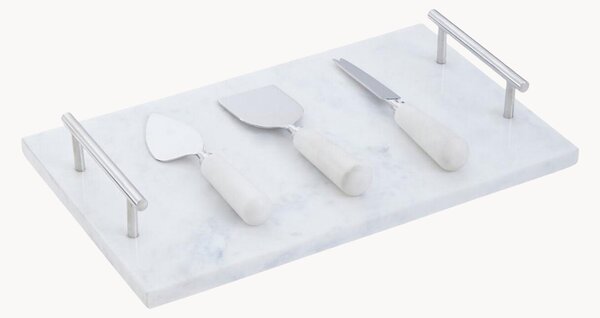Set di 4 coltelli da formaggio con tagliere in marmo Marina