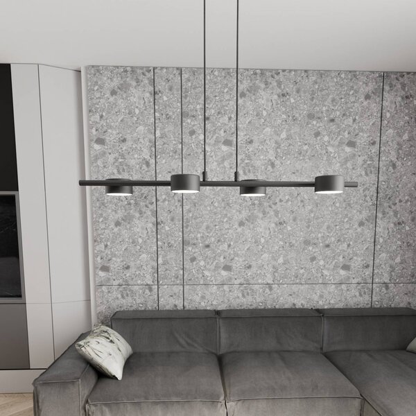 Faretto da soffitto Sora, lunghezza 80 cm, metallo, a 4 luci. Sora EMIBIG LIGHTING, dimmerabile, Nero, Soggiorno / Sala da pranzo, Metallo, Moderno, Faretto alogeno