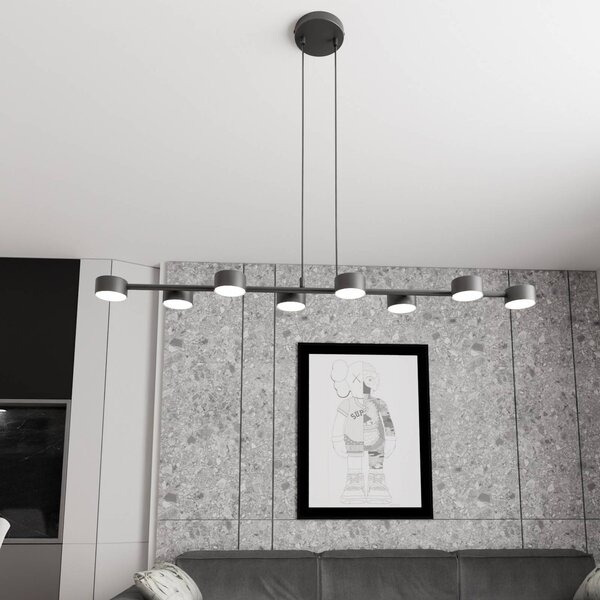 Faretto da soffitto Megara, lunghezza 100 cm, metallo, a 8 luci. Megara EMIBIG LIGHTING, dimmerabile, Nero, Soggiorno / Sala da pranzo, Metallo, Moderno, Faretto alogeno