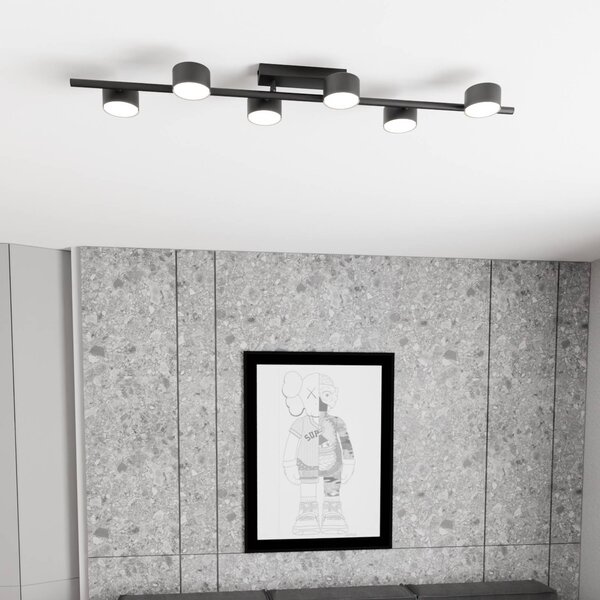 Faretto da soffitto Bet, lunghezza 100 cm, nero, metallo, a 6 luci. Bet EMIBIG LIGHTING, dimmerabile, Nero, Soggiorno / Sala da pranzo, Metallo, Moderno, Faretto alogeno