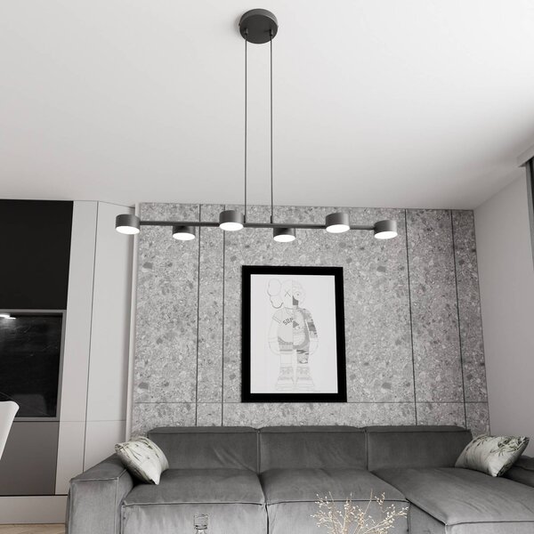Faretto da soffitto, Megara, lunghezza 80 cm, metallo, a 6 luci. Megara EMIBIG LIGHTING, dimmerabile, Nero, Soggiorno / Sala da pranzo, Metallo, Moderno, Faretto alogeno