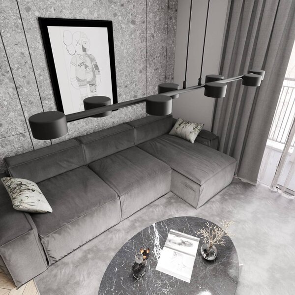 Faretto da soffitto Megara, lunghezza 100 cm, metallo, a 8 luci. Megara EMIBIG LIGHTING, dimmerabile, Nero, Soggiorno / Sala da pranzo, Metallo, Moderno, Faretto alogeno