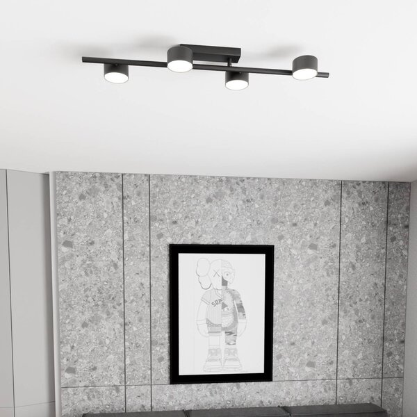 Faretto da soffitto Bet, lunghezza 80 cm, nero, metallo, a 4 luci. Bet EMIBIG LIGHTING, dimmerabile, Nero, Soggiorno / Sala da pranzo, Metallo, Moderno, Faretto alogeno