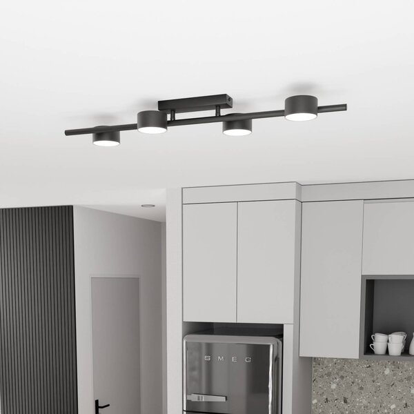 Faretto da soffitto Bet, lunghezza 80 cm, nero, metallo, a 4 luci. Bet EMIBIG LIGHTING, dimmerabile, Nero, Soggiorno / Sala da pranzo, Metallo, Moderno, Faretto alogeno