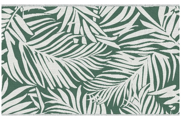 Outsunny Tappeto Esterno per Balcone e Terrazza Reversibile con Fantasia a Foglie, 152x243 cm, Verde e Bianco