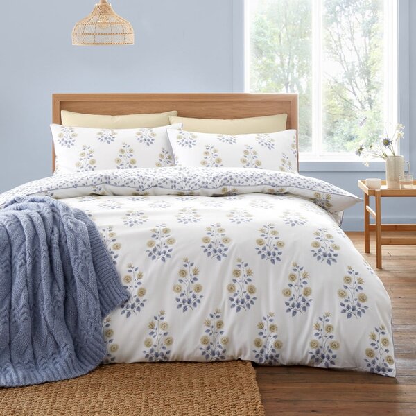 Biancheria da letto bianca in tessuto damascato per letto singolo 135x200 cm Eloise Floral – Bianca