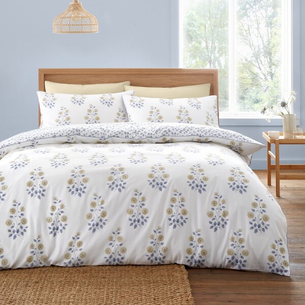 Biancheria da letto bianca in tessuto damascato per letto singolo 135x200 cm Eloise Floral – Bianca