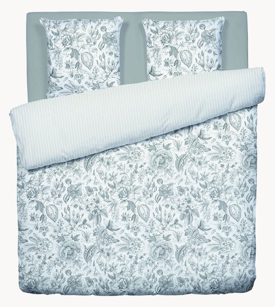 Set lenzuola in raso di cotone Fleurs Esquissées, varie misure