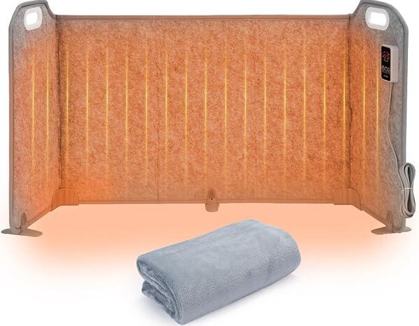Riscaldatore per piedi pieghevole con coperta, taglia grande, con 5 pieghe, da utilizzare sotto la scrivania. Modello ad alta temperatura con 8 livelli, Timer 1-9H, Riscaldatore elettrico per ambienti, ideale per ufficio e casa, 285W