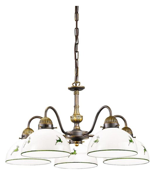 Kolarz 731.85.100 - Lampadario a sospensione con catena NONNA 5xE27/75W/230V cervo verde