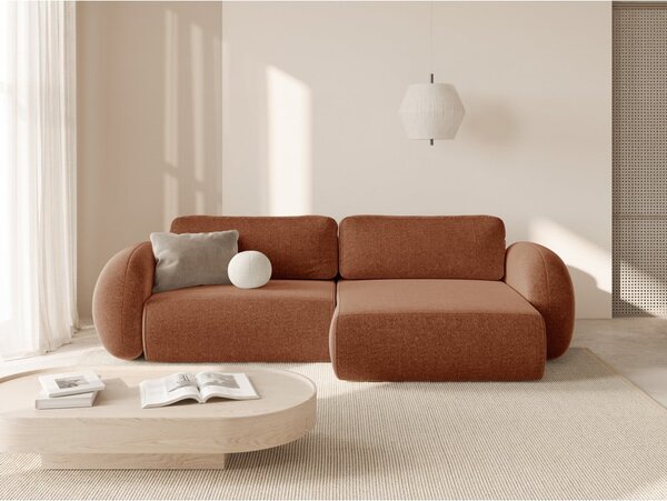 Divano angolare color mattone allungabile/con contenitore con rivestimento in ciniglia Tonale – Cosmopolitan Design