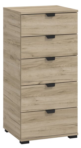 Cassettiera 5 Cassetti 45x40x95 cm in Laminato Effetto Quercia