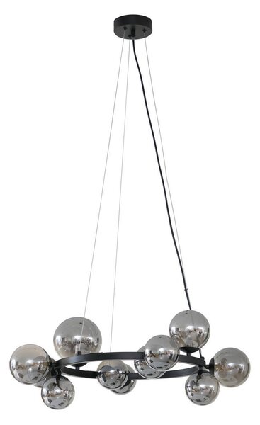 Lampada a sospensione Lucande Naelen, nero/grigio, 64,3 cm, vetro, G9