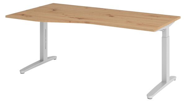 Scrivania bümö serie XB - Struttura: argento, finitura: rovere nodoso, dimensioni: 180 x 100 cm