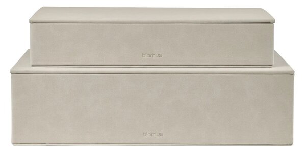 Scatole in set con coperchio beige in finta pelle 2 pz 40x30x11 cm Sahla – Blomus