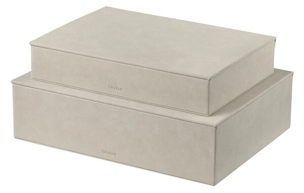 Scatole in set con coperchio beige in finta pelle 2 pz 40x30x11 cm Sahla – Blomus