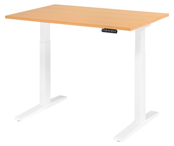 Scrivania elettrica bümö XMKA - Decorazione: faggio, dimensioni: 120 x 80 cm, struttura: bianco