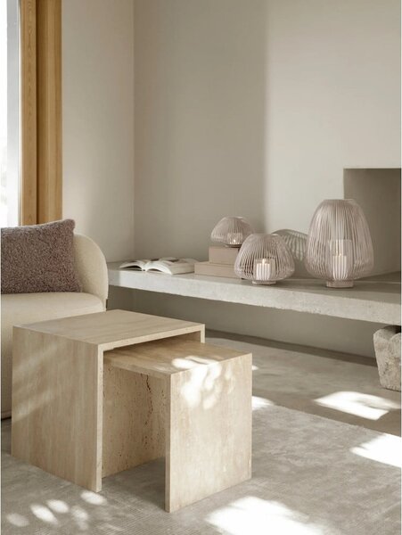 Scatole in set con coperchio beige in finta pelle 2 pz 40x30x11 cm Sahla – Blomus